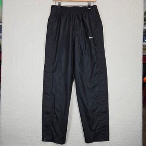 Vintage Nike Tear Away Snap Track Pants Black White Breakaway 90s Y2K